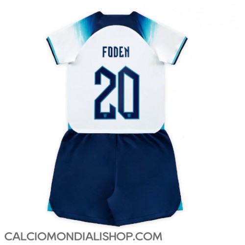 Maglie da calcio Inghilterra Phil Foden #20 Prima Maglia Bambino Mondiali 2022 Manica Corta (+ Pantaloni corti)